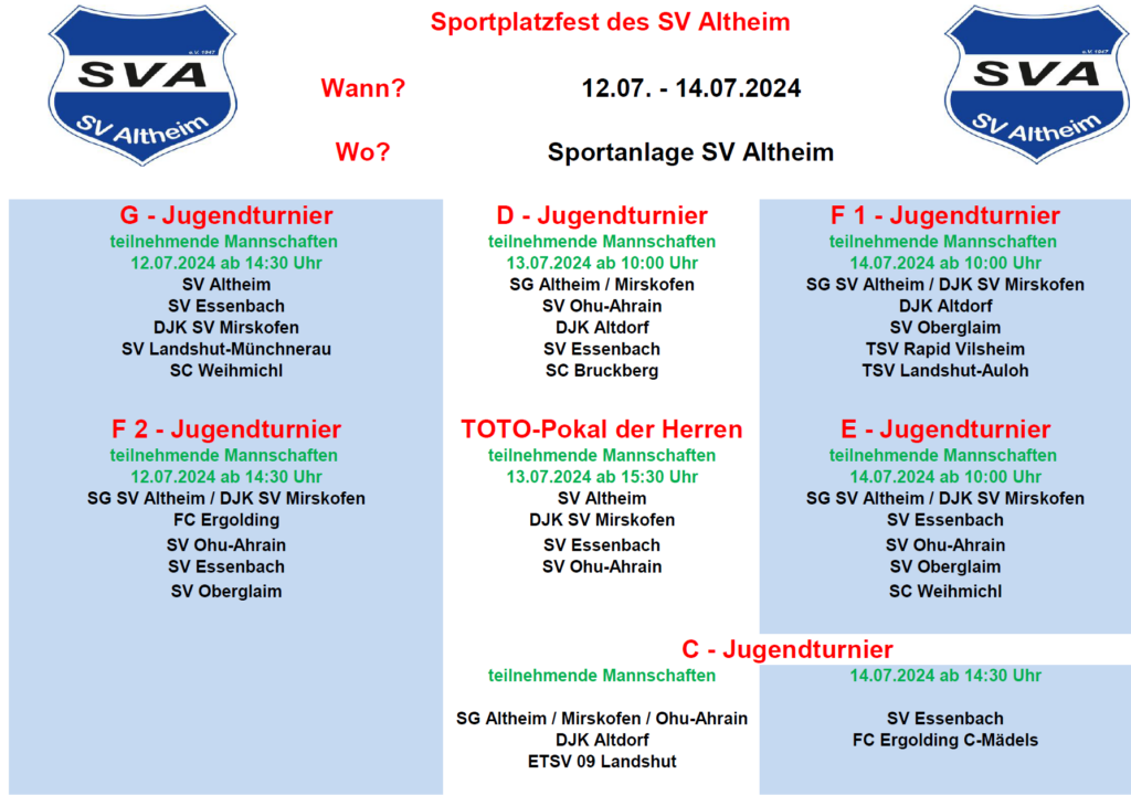 Turniere am Sportplatzfest des SV Altheim 2024